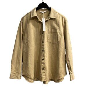 Jane & Delancey Shirt Womens XL Tan Denim Button Down Shacket Outdoor Gorpcore
